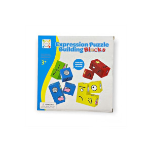 Joc și puzzle cub Montessori - Exprimarea emoțiilor, din lemn фото
