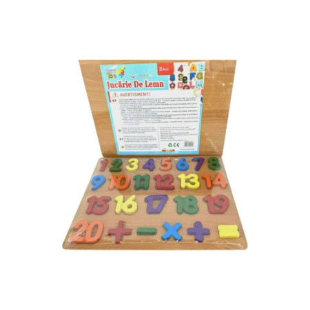 Puzzle 3D din lemn – Semne și numere matematice, 20x20 cm