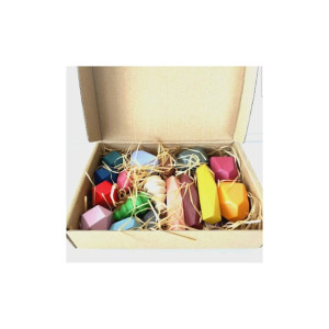 Set joc de constructie Tumi-Ishi – blocuri din lemn colorate, tip pietre, joc educativ de masa, 18 фото