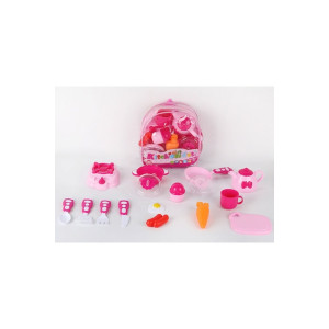 Set de ceai pentru copii, accesorii de bucatarie in rucsac transparent, Roz фото