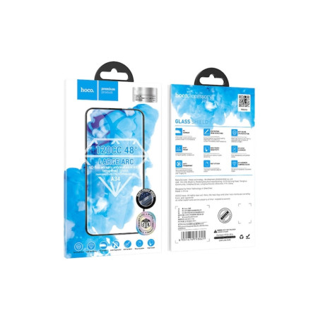 Folie de protecție transparentă pentru iPhone 15 Pro, sticlă, transparentă, neagră