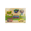 Puzzle 3D din lemn – Transport și avioane, 6 piese, 20×20 cm