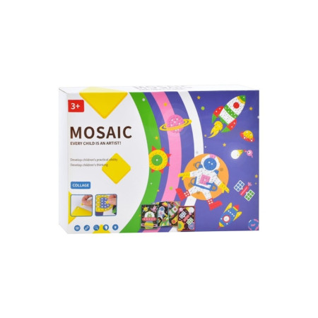 Joc creativ cu mozaic pentru copii – Joc educativ cu stickere cu tematică spațială și de rachete