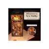Căsuță în miniatură cu lumini LED, puzzle 3D din lemn, decor de bibliotecă