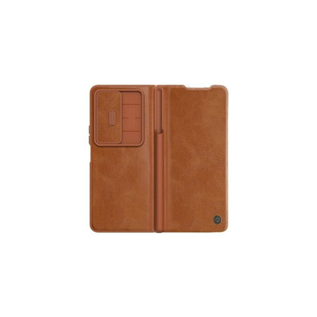 Husă pentru Samsung Galaxy Z Fold 4, piele Qin, piele PC, maro