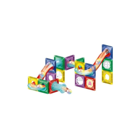Set de construcții magnetic pentru copii - Labirint cu bile luminoase, 40 de piese (19x7x26 cm)