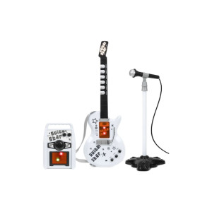 Chitară electrică pentru copii, Rock'n'Roll + Amplificator + Microfon, 72x24 cm, Alb фото