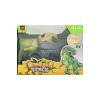 Dinosaur car with yellow egg and trailer - Light green and gray