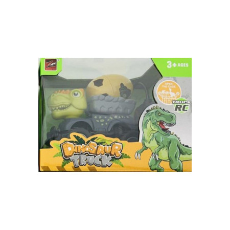 Dinosaur car with yellow egg and trailer - Light green and gray