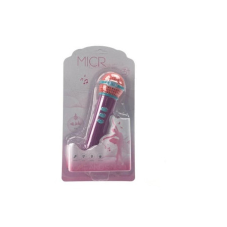 Microfon karaoke pentru copii cu muzică, 28 cm, roz