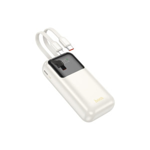 Baterie externă Q25 10.000 mAh cu cabluri integrate Type-C + Lightning, bej фото