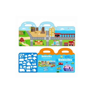 Carte puzzle cu 34 de autocolante reutilizabile, Vehicule Carte puzzle cu 34 de autocolante reutilizabile, Vehicule фото