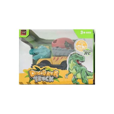 Dinosaur Car with Trailer and Blue Egg - Yellow and Green