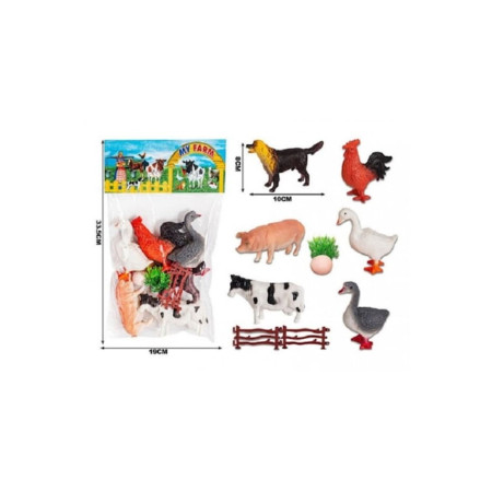 Set de figurine „Animal domestic și păsări” — 6 animale, 34x19 cm, multicolore