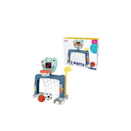 Set Sportiv 3 in 1 pentru Copii - Cos de Baschet, Poarta de Fotbal si Joc de Golf, cu Sunete si Lumi
